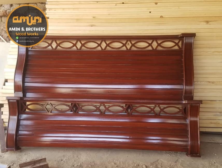 Natural Pine Wood King Size Bed, view 1