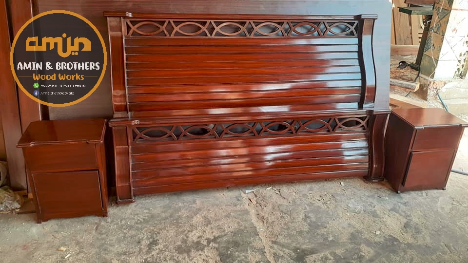 Natural Pine Wood King Size Bed, view 2